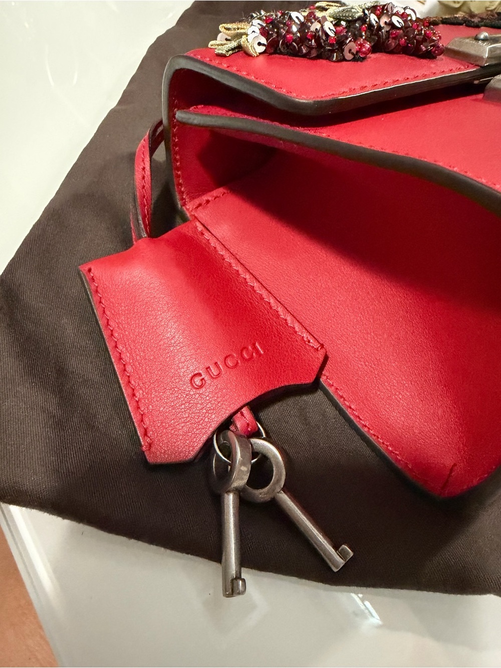 Authentic Gucci Red Leather /Crossbody with dust bag and COA ❤️❤️ - Picture 12 of 17